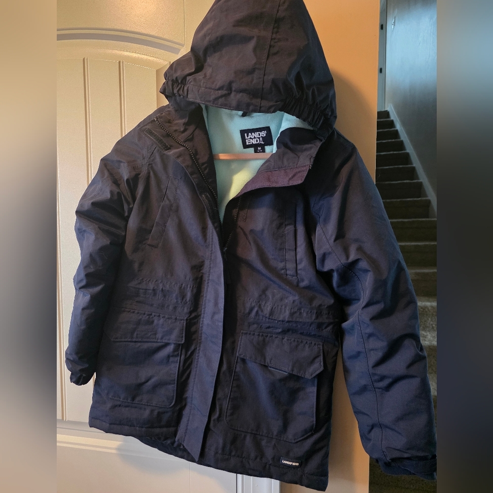 Lands' End Kids Dark Blue Puffer Jacket (M) 10/12